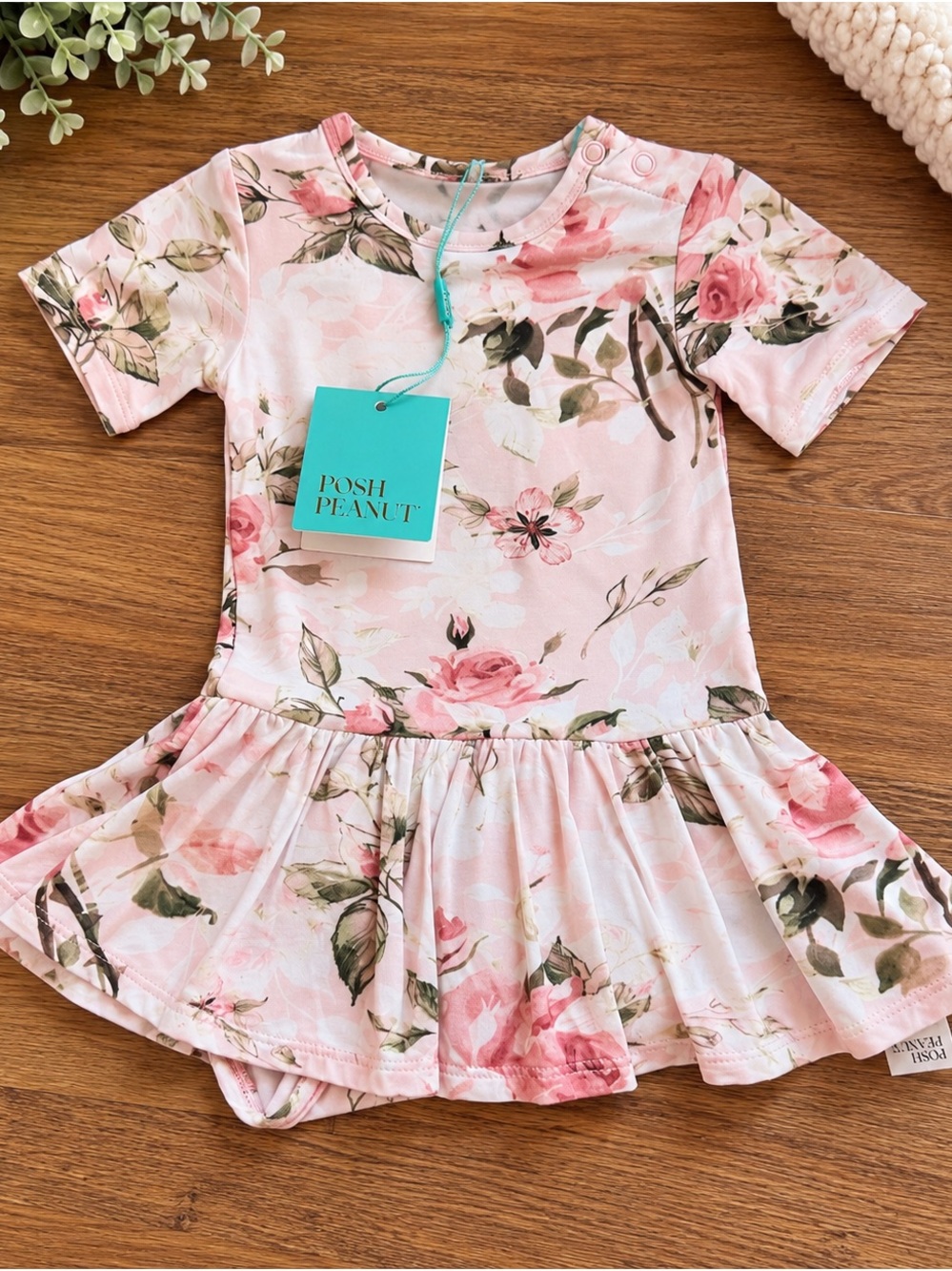 Posh Peanut Pink Floral Short-Sleeve Twirl Dress